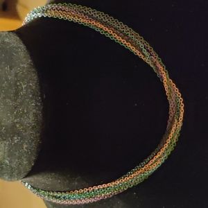 MULTILAYER MULTICOLOR 16" SILVER TONE NECKLACE